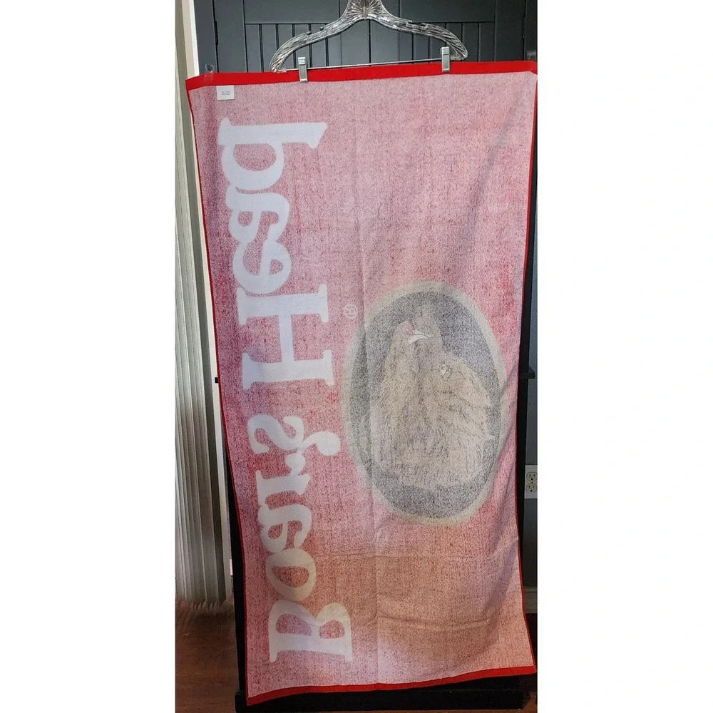 Boar's Head Beach Towel Red Logo 100% Cotton Pool Summer Picnic NWOT